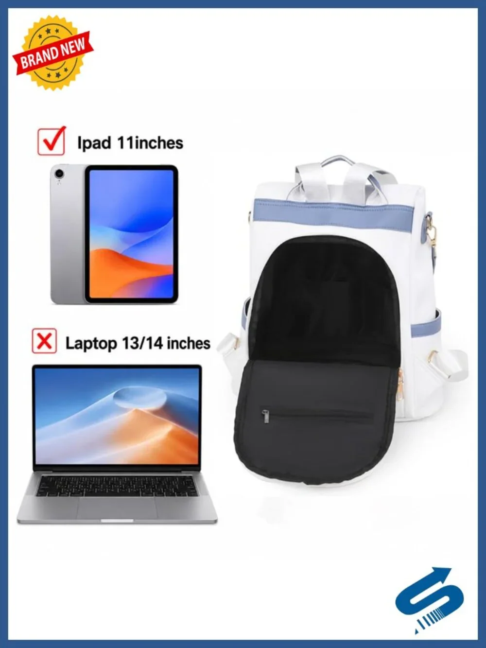 Personalized Initial Small Backpack with Anti-Theft Pocket, 3-in-1 Convertible,